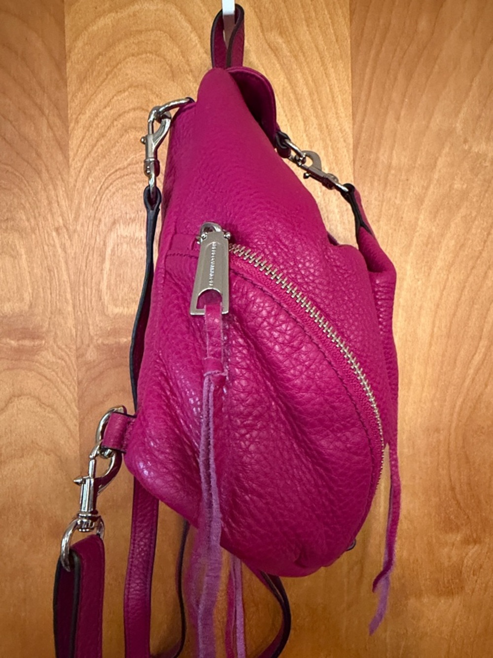 Rebecca Minkoff Magenta Leather Backpack Purse - Picture 12 of 13